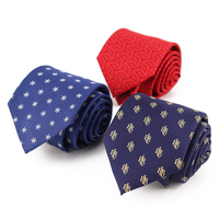 Cravates en Soie Brodé Géométrique Bleu Marine Mat Personnalisées avec Logo pour Hommes – Vente en Gros pour Costumes Formels
