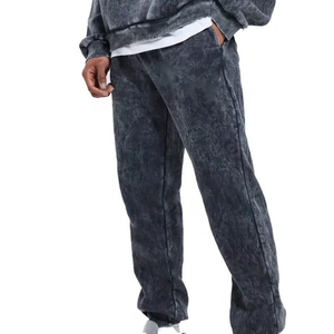 Survêtement délavé à l'acide pour hommes pour pull décontracté de grande taille avec logo vierge, créez votre propre logo sur les pantalons de survêtement - Product Image 5