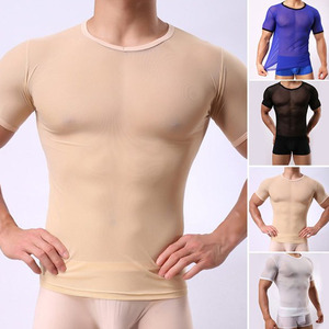 T-shirt à manches courtes en maille pour homme, tissu doux et respirant, vêtements de sport décontractés, t-shirt de performance en maille pour homme - Product Image 2