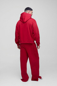 OEM Luxury Red Oversized Boxy Zip Hoodie and Bootcut <b>Pants</b> Custom Logo Flare Sweatpants Track Suit Wholesale Unisex Streetwear - Product Image 3