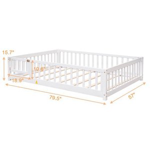 Cadre de lit au sol pleine grandeur pour enfants Lits au sol Montessori en bois avec lattes de support de clôture pour enfants fabriqués au Vietnam - Product Image 5