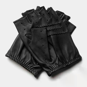 Guantes sin dedos de conducción de cuero genuino de medio dedo Guantes de estilo transpirable de calidad superior para hombres y mujeres con precios razonables - Product Image 6