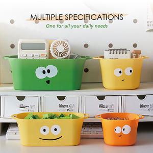 Panier de rangement de bureau mignon en forme de dessin animé avec double poignée, organisateur empilable en PP pour bureau, salle de bain, cuisine, chambre d'enfant - Product Image 6
