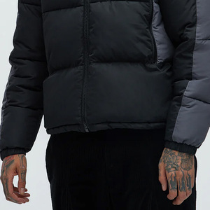 Latest Color Blocked <b>Cheap</b> Rate <b>Puffer</b> <b>Jacket</b> With Hooded Collar Custom Logo Design With Zipper Closure Full Sleeves Trending - Product Image 2