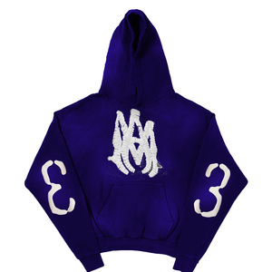 Acid Sun Fad Washed 100% Cotton Fleece Sudadera con capucha de gran tamaño para hombre Bordado 3D personalizado Ropa de calle Jersey Chaqueta de invierno - Product Image 4