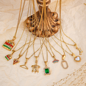 Bijoux étanches collier en acier inoxydable pendentif personnalisé cz coeur breloque tortue arc-en-ciel bricolage Hamburger <span class=keywords><strong>Pizza</strong></span> pendentif accessoires - Product Image 5