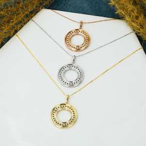 เครื่องประดับสุดหรูทำด้วยมือสุดหรูจี้เพชรขอบลูกปัดสองเส้นเปิดวงกลมหรูหราพร้อมโซ่รูดปรับได้ขายส่ง - Product Image 2