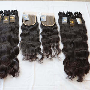 Fournisseur indien d'extensions de cheveux humains naturels Paquets de cheveux bruts avec fermetures à lacets Frontal Virgin Raw Indian Temple Hair Vendeur - Product Image 2