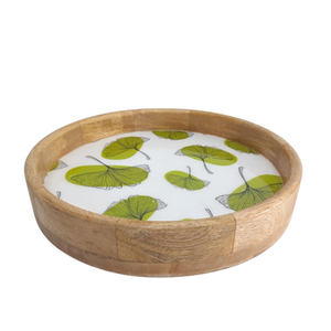 Plateau de service en bois de forme ronde en décalcomanie de couleur naturelle plateau de service de nourriture d'impression d'émail pour l'utilisation d'hôtels et de restaurants - Product Image 1