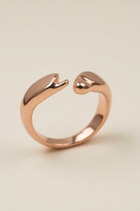 Anillo de piedras preciosas rosa con vástago dividido de oro macizo de 14 quilates, joyería fina minimalista moderna, conjunto de bisel personalizado rubí zafiro - Product Image 4