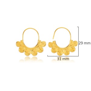 Pendientes de Plata de Ley 925 Hechos a Mano en Turquía, Estilo Vintage en Espiral, Chapados en Oro de 22K y Rodio, para Mujer - Product Image 3