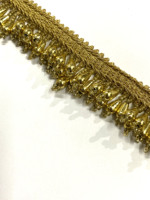 Frange décorative artisanale Kushang Textile avec perles dorées en cristal pour la maison, les vêtements et les rideaux, taille personnalisée, MOQ 1 rouleau