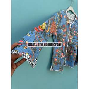 Handmade Quilted Block Printed Boho Style Cotton Jacket <b>for</b> Indian <b>Women</b> Breathable Button Closer <b>Coat</b> <b>for</b> Winter <b>for</b> Autumn - Product Image 4