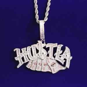 Pendentif Hip Hop Sac d'argent HUSTLA personnalisé en argent sterling avec moissanite, style diamant VVS1, serti de pierres, design chrétien attrayant - Product Image 6