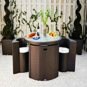 Ensemble unique de table basse de rotin de PE de meubles de jardin extérieur pour le café moderne gain de place détendre le patio balcon dinant - Product Image 1
