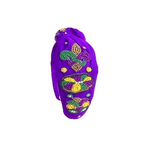Latest Mardi Gras <b>Headbands</b> Indian Hand Embellished Seed <b>Beaded</b> Hairbands Women Hair Accessories Mardi Gras <b>Headbands</b> Designs - Product Image 3