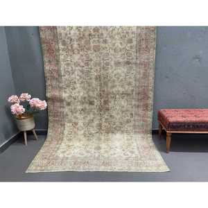 5.2x8.5 ft Vintage Rug, Turkish Large Rug, <b>Brown</b> Polka dot <b>Wool</b> Rug - Product Image 1