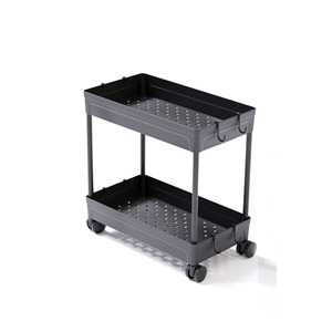 Carrito de Almacenamiento Plegable de Plástico de Doble Nivel, Ecológico y Hermético, con Ruedas, para Organización de Artículos de Limpieza de Cocina - Product Image 5
