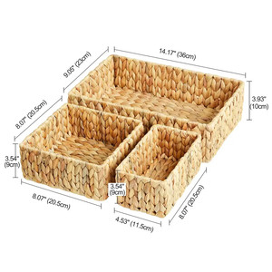 Modern Home Decor Rectangular Hyacinth Tray Basket Water Hyacinth Woven Straw Seagrass Rattan Gift Tray Storage Boxes <b>Bins</b> - Product Image 5