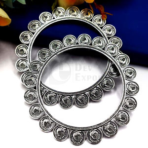 Handmade Openable Oxidized <b>Bracelet</b> <b>Adjustable</b> Pure Brass Party Wear Silver Look Bangle with Pearl Free Size for Gifts - Product Image 1