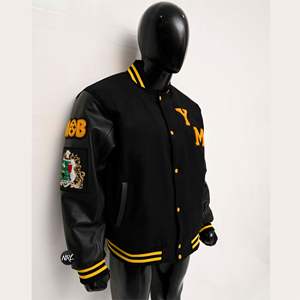 OEM personnalisé hommes Vintage laine Varsity Baseball Letterman Style Veste col montant collège Patchwork pour l'hiver pour l'université - Product Image 4