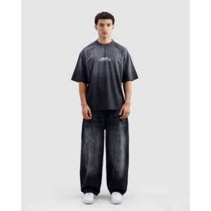 T-shirt oversize délavé Dare to Fly, 100% coton jersey, tissu épais 280g/300g, coupe carrée et style couture, t-shirts imprimés - Product Image 1