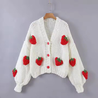 Suéteres de Punto Estándar para Mujer, Estilo Casual, con Flores Bordadas, Manga Larga, para Invierno, 100% Algodón
