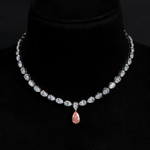 Collar de Cristal con Corte de Pera de Lujo para Mujer, Chapado en Plata, Estilo Tenis, para Boda o Novia - Product Image 2