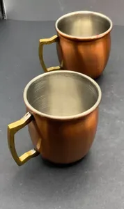 Ensemble de tasses élégantes en cuivre martelé à la main de qualité supérieure de 500ml/200ml, meilleures ventes, cadeaux d'affaires, tasses en céramique pour cocktail et bière - Product Image 2