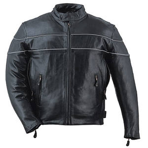 Chaqueta de Motocicleta HMB-0541A de Cuero de Alta Calidad, Resistente al Viento, Estilo Motociclista, Cuello Redondo, Cierre de Cremallera, para Hombre, Servicio OEM - Product Image 6