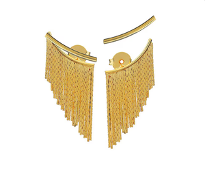 ต่างหูพู่ห้อยแฮนด์เมดสุดเก๋ - สีทอง - แบบยาว - Product Image 1