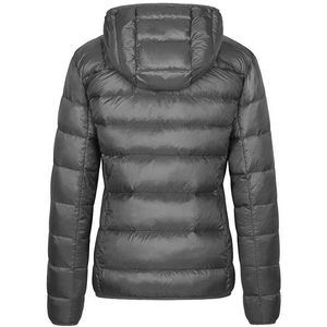 Veste matelassée imperméable pour femme, bleu clair, nouvelle conception, tissu respirant, fermeture éclair intégrale, à capuche, grandes tailles, vente en gros - Product Image 5