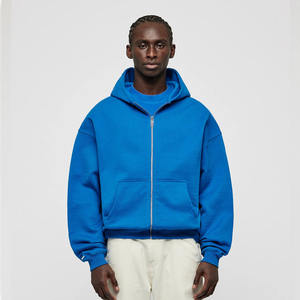 Alta calidad de gran tamaño Unisex Zip-up Hoodie logotipo personalizado al por mayor personalizado en blanco Boxy Fit recortado Zip up Hoodies Unisex - Product Image 1