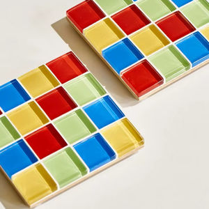 Sous-verre en mosaïque de verre carré pour protection de table, support de tasse à café, articles de bar pour cuisine et restaurant, vente en gros - Product Image 1