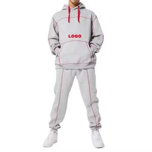 Ensemble de survêtements d'hiver XXL imprimés avec logo personnalisé pour unisexe survêtement de jogging en polaire à points contrastés Survêtements personnalisables - Product Image 1