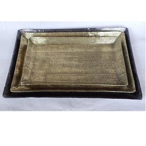 Bandeja de Metal Martillado, Bandeja Rectangular de Latón, Acabado Plateado y Negro, Artesanía de Metal, Latón, Cobre, Plata, Hogar - Product Image 2