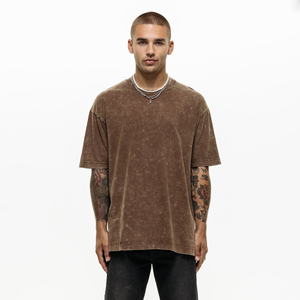 BLEACH 100% algodón 250GSM peso pesado Oversize Hip Hop Streetwear lavado Vintage camisetas logotipo impreso personalizado camiseta en blanco - Product Image 1