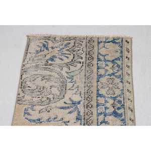 Alfombra de 2x6.46 pies, Alfombra Turca Vintage, Alfombra de Lana Azul con Diseño de Patchwork - Product Image 5