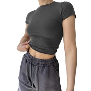 Camisetas Cortas Ecológicas para Mujer, Cuello Redondo, Corte Ajustado, Modernas, de Manga Corta con Botones, HECHAS POR HAIDIIII SPORTS 2027 - Product Image 4
