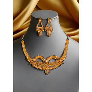 Boucles d'oreilles collier à vendre unique serties de bijoux en plaqué or 22 carats conçus à la mode pour femmes - Product Image 1