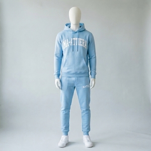 Conjunto Deportivo de Invierno para Hombre, Color Azul Cielo, con Capucha, Transpirable, Ecológico, 100% Algodón, Ligero, de Secado Rápido, Sudadera y Pantalones Jogger - Product Image 1