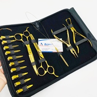 Kit de pinces à micro perles en acier inoxydable plaqué or pour extensions de cheveux Ciseaux de coupe de cheveux de barbier à boucle droite