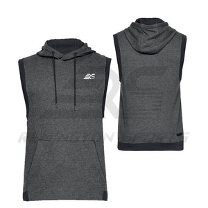 เสื้อฮู้ดแขนกุดมีซิปสำหรับผู้ชายเสื้อออกกำลังกายแขนกุดมีฮู้ด - Product Image 4