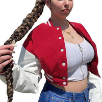 Blouson de baseball court et ajusté rouge et blanc pour femme avec rembourrage en coton respirant – Vente en gros pour l'hiver