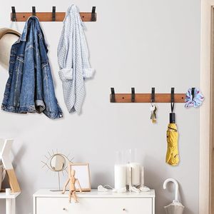 Coat <b>Hook</b> <b>Wall</b> Mounted Coat <b>Rack</b> Long Entryway Hanging Coat <b>Rack</b> With Wood Aluminium Wooden Decorative <b>Hooks</b> & Rails - Product Image 4