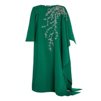 Robe de mariée islamique modeste grande taille à manches longues pour l'Aïd, en velours et dentelle, avec fleurs, longueur ras du sol, pour mère de la mariée et femmes enceintes