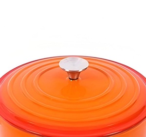 Vente en gros au prix d'usine de marmite ronde en <span class=keywords><strong>fonte</strong></span> <span class=keywords><strong>émaillée</strong></span> de qualité alimentaire avec couvercle en <span class=keywords><strong>fonte</strong></span> casserole non toxique four hollandais - Product Image 4