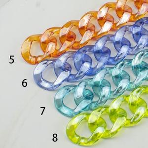 Fashion Multi-color 18K Gold Plated Chunky Chain Bracelet Stainless Steel Acrylic Resin <b>Plastic</b> Bracelets for Women - Product Image 2