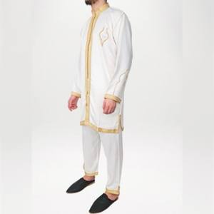 Ensemble de 2 thobes marocains brodés pour hommes, vêtements traditionnels d'été de qualité supérieure, élégants, confortables, modernes, ethniques, au crochet - Product Image 1