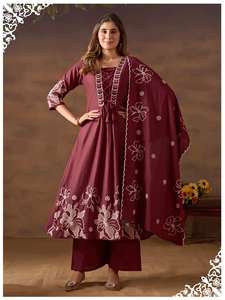Dhwaja Export Eco-Friendly Pure Cotton <b>Top</b> & Bottom Set with Embroidery Work Full Inner Mall Cotton Dupatta for All Seasons - Product Image 4
